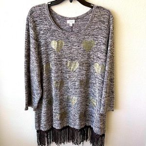 Avenue Heart Sweater 3/4 Sleeve